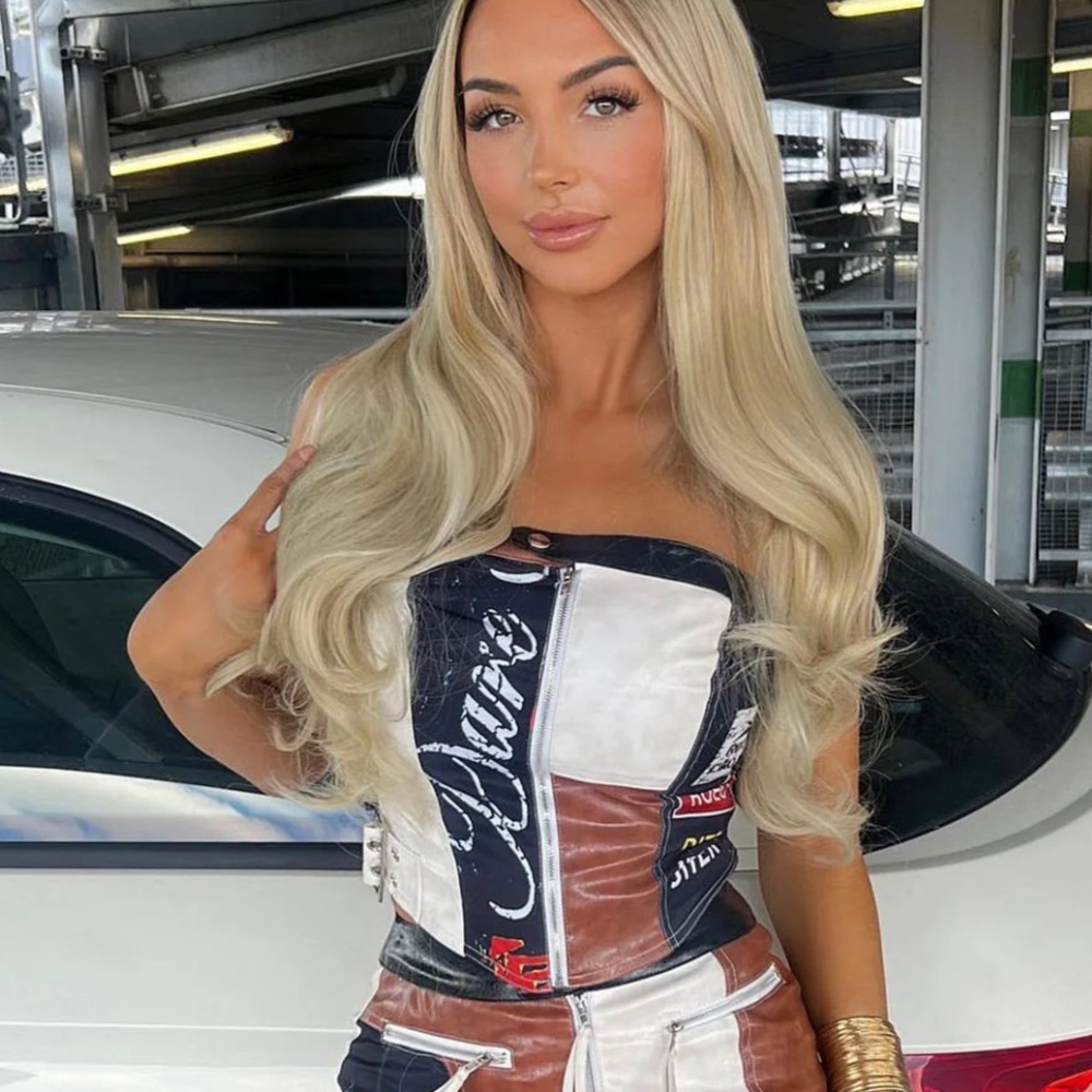 fashion nova faux mixed leather tube top